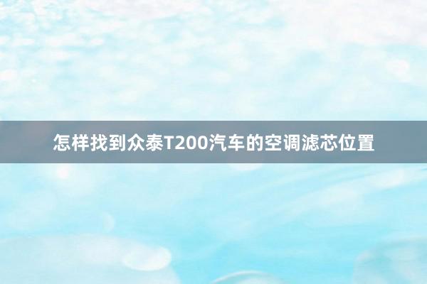 怎样找到众泰T200汽车的空调滤芯位置